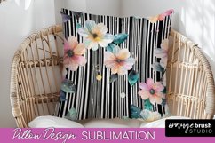 Watercolor Flowers Pillow Cover - Summer Pillow Sublimation Product Image 1
