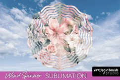 Pink Flowers Wind Spinner - Summer Wind Spinner Sublimation Product Image 1