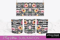 Pink Watercolor Flowers Mug Wrap - Floral Mug Sublimation Product Image 1