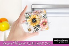 Pink Flowers Magnet Sublimation - Watercolor Magnet Design Product Image 1