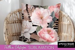 Watercolor Flowers Pillow Cover - Summer Pillow Sublimation Product Image 1