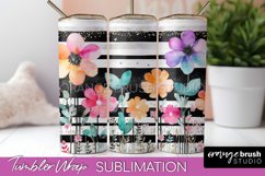 Floral Tumbler Wrap - Pink Flowers Watercolor Tumbler PNG Product Image 1