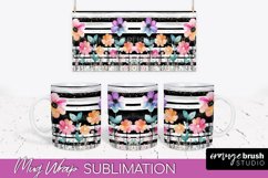 Pink Watercolor Flowers Mug Wrap - Floral Mug Sublimation Product Image 1