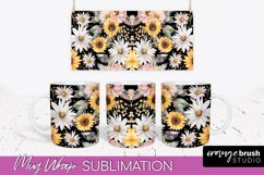 Pink Watercolor Flowers Mug Wrap - Floral Mug Sublimation Product Image 1