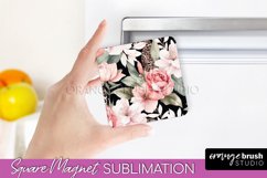 Pink Flowers Magnet Sublimation - Watercolor Magnet Design Product Image 1