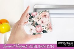 Pink Flowers Magnet Sublimation - Watercolor Magnet Design Product Image 1