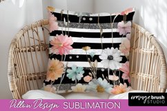 Watercolor Flowers Pillow Cover - Summer Pillow Sublimation Product Image 1