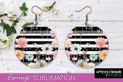 Watercolor Flowers Earrings, Pink Floral Earring Sublimation Product Image 1