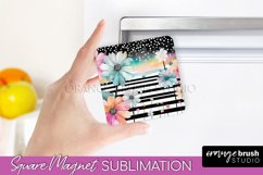 Pink Flowers Magnet Sublimation - Watercolor Magnet Design Product Image 1