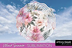 Pink Flowers Wind Spinner - Summer Wind Spinner Sublimation Product Image 1
