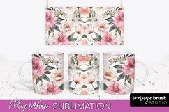Pink Watercolor Flowers Mug Wrap - Floral Mug Sublimation Product Image 1