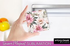 Pink Flowers Magnet Sublimation - Watercolor Magnet Design Product Image 1