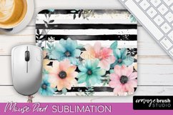 Floral Mouse Pad PNG - Pink Flowers Mousepad Sublimation Product Image 1