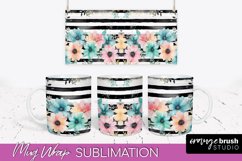 Pink Watercolor Flowers Mug Wrap - Floral Mug Sublimation Product Image 1