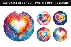 Heart Keychain And Car Coaster Sublimation Design Product Image 1