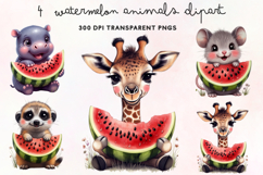 Watermelon Animals Clipart PNG Product Image 1