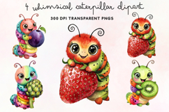 Whimsical Caterpillar Clipart PNG Product Image 1