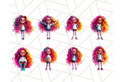 Colorful Teen Girl Clipart PNG Bundle, Fun Rainbow Hair Png Product Image 2