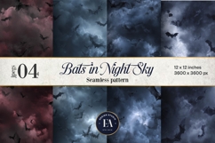 Bats Night Sky Pattern, Dark Gothic Bat Seamless Paper Product Image 1