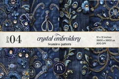 Navy Crystal Embroidery | Luxury Denim Fabric Texture Product Image 1