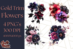Gothic Floral PNG, Dark Aesthetic Flowers Clipart Print Product Image 1