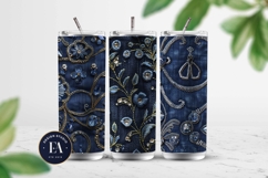 Navy Crystal Embroidery | Luxury Denim Fabric Texture Product Image 2