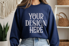 Navy Gildan 18000 Mockup, Sweatshirt Crewneck Mockups Product Image 1