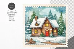 Christmas clipart, Stamp clipart, Winter clipart Product Image 1