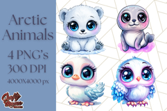 Arctic Animals Kawaii Clipart PNG, Cute Polar Creatures Art Product Image 1