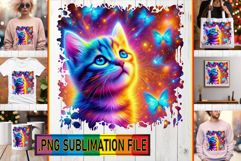 VIBRANT TSHIRT DESIGN PNG Sublimation, Cat Product Image 1