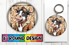 Blissful Round Keychains PNG, Cute Cow Product Image 1