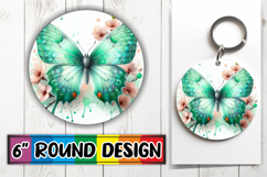 Radiant Round Car Coaster Sublimation, Butterfly Product Image 1