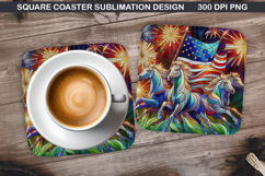 Unicorn Coaster Sublimation, 4th Of July Coaster PNG Design Product Image 1