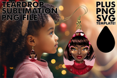 Bright TEARDROP Earrings Art PNG, Afro Girl Product Image 1