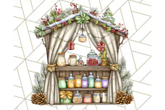 Cozy Christmas Market Stall Clipart PNG, Holiday Art Png Product Image 4
