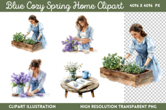 Blue Cozy Spring Home Clipart Bundle PNG Product Image 13