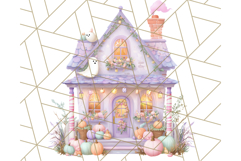 Pastel Halloween Town PNG Clipart, Spooky Shops &amp; Homes Png Product Image 3