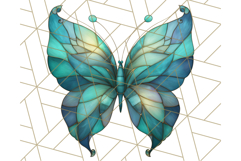 Stained Glass Butterfly PNG Colorful Clipart for Sublimation Product Image 4