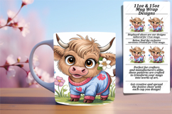 Luxurious 11oz Mug Wrap Png Design , Cute Cow Product Image 1
