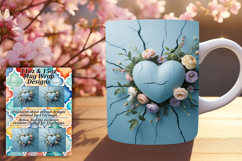 SLEEK PNG Mug Wrap Design 11oz , 3D Heart Product Image 1