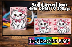Happy adventures 11oz 15oz sublimation wrap, Valentines Cat Product Image 1