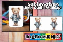 Lively spirit 11oz 15oz mug wrap, Teddy Bear Product Image 1