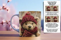 Watercolor Winter Tumbler Wrap 20oz with Christmas Teddy Bea Product Image 1