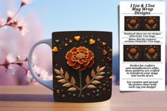 Trendy 11oz Mug Wrap Png Design , 3D Flower Product Image 1