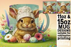 Whimsical Spring Bunny Wrap Sublimation 15oz Product Image 1