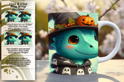 Chic 11oz Mug Wrap Png Template , Halloween Dino Product Image 1