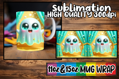 Joyful evenings 11oz 15oz sublimation wrap, 3D Cute Ghost Product Image 1