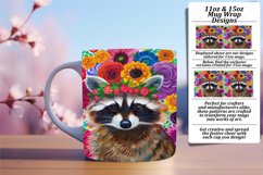 Raccoon with Flower Mug Wrap Sublimation Design Product Image 1