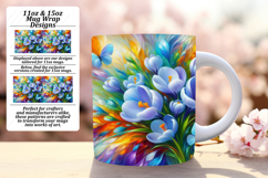 Unique 15oz Mug Wrap Png Design , Flowers Product Image 1