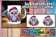 Christmas Owl Wrap for 11oz 15oz Mug Holiday Design Product Image 1